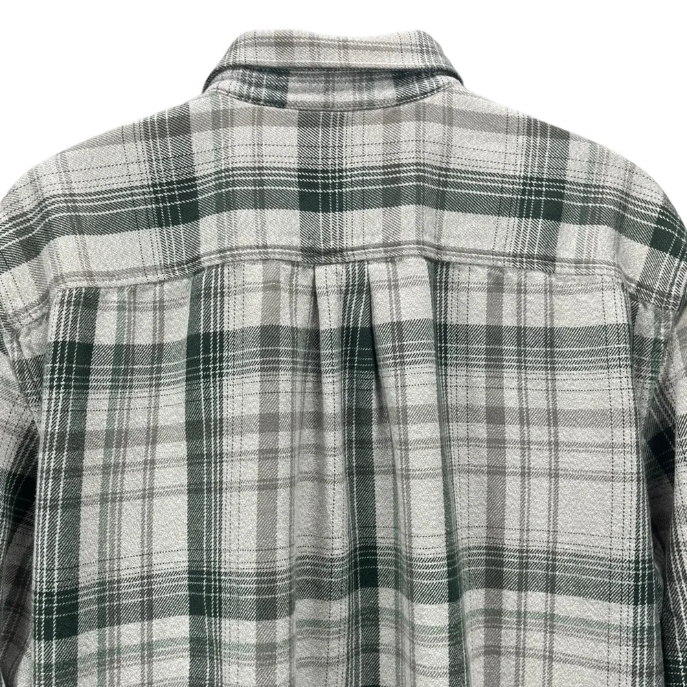 The North‎ Face Men’s XXL Gray & Green Flannel Long Sleeve Button Up Shirt